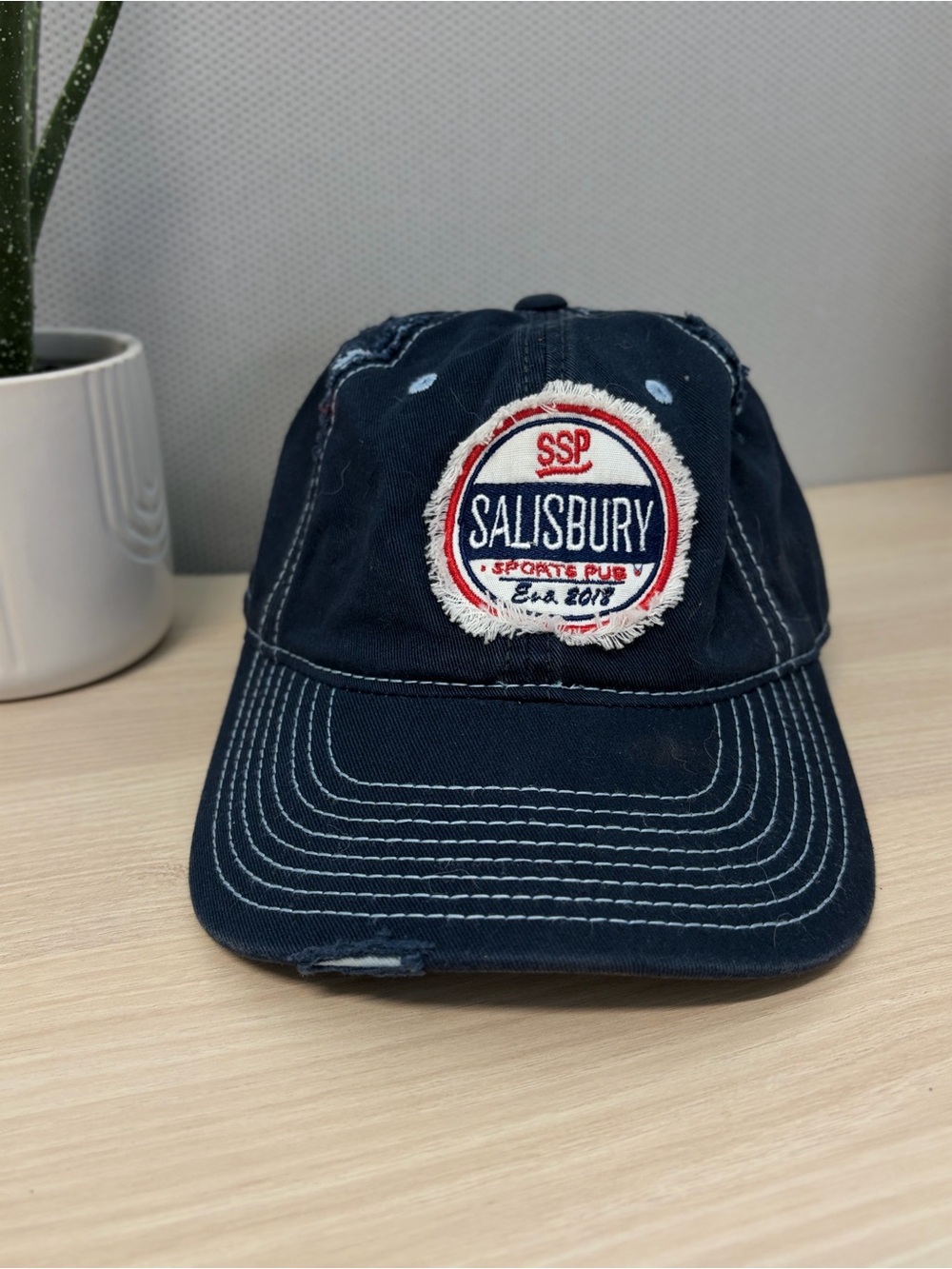 Vintage Salisbury Sports Pub Hat – Distressed Patch – Navy – District Brand
